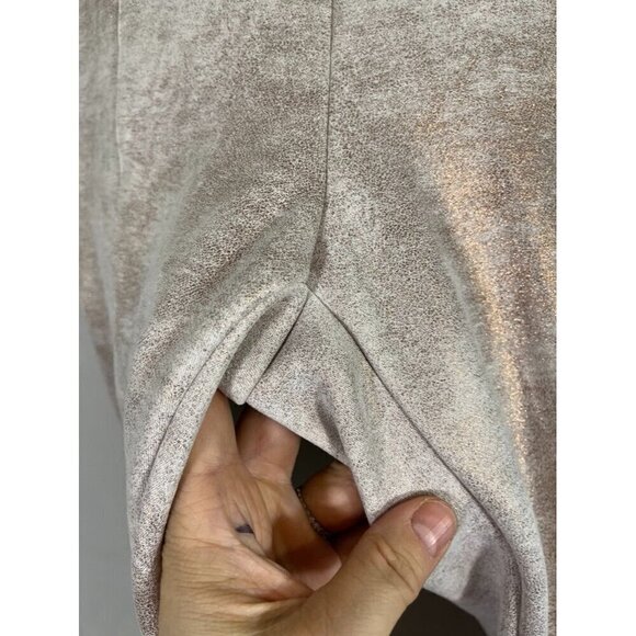 Anthropologie Pant Women 32 Gold Metallic Pull On Ankle Shimmer Boho Festival - Picture 8 of 14